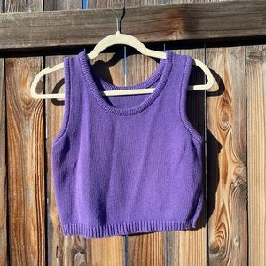 Cotton Knit Cropped Tank Top vintage small/medium purple